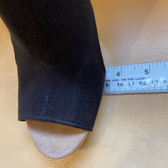 Life Stride Black Faux Suede Peep-Toe Cork Wedge Sandals HINX style Classic - Picture 13 of 14